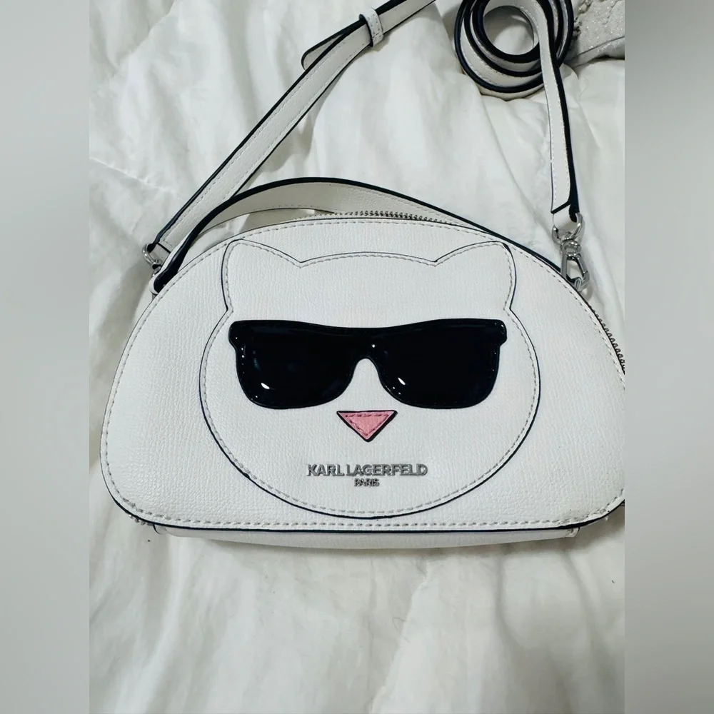Karl Lagerfeld White and Black Cat Crossbody Bag - Picture 4 of 5